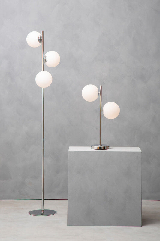 Karter Chrome Finish And White Glass Floor Lamp