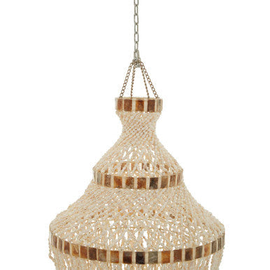 Natural White and Amber Shell Pendant Shade | Palu
