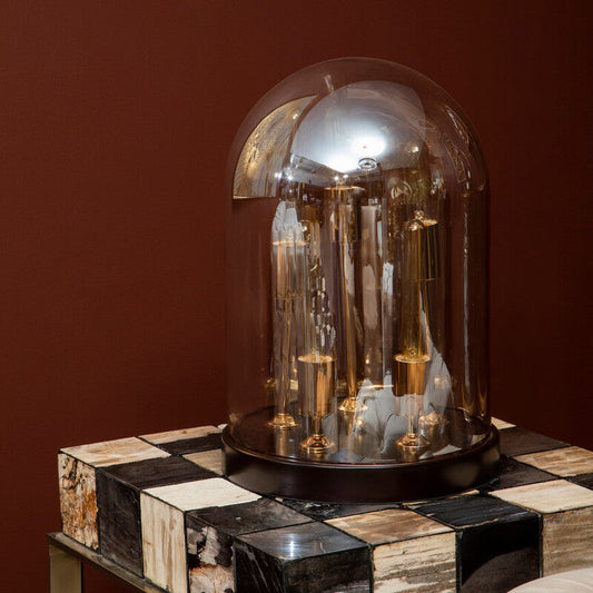 Dome Amber Glass Table Lamp