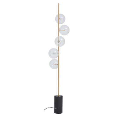 Abira Black Marble and Brass 5 Bulb Floor Lamp