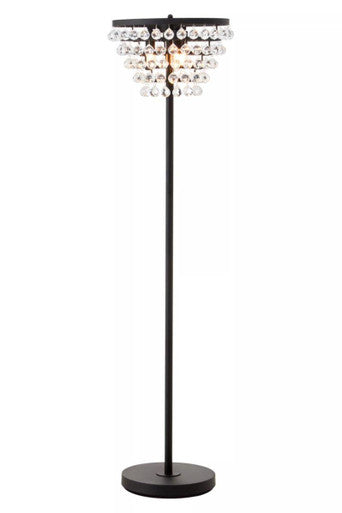 Clear Crystal Floor Lamp with Black Metal | Hutchinson