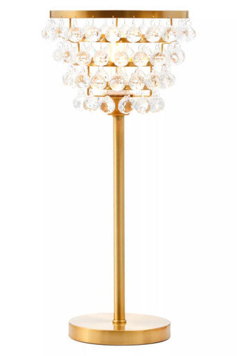 Clear Crystal Table Lamp with Gold Metal | Hutchinson