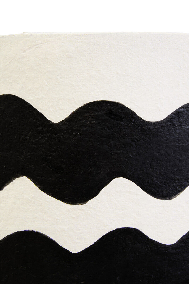 Carta 50cm Black And White Curved Stripe Papier Mache Table Lamp