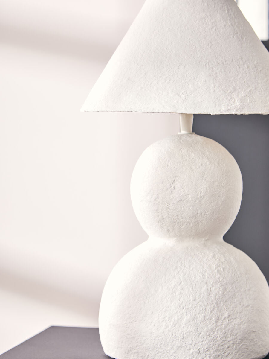 Carta White Papier Mache Table Lamp
