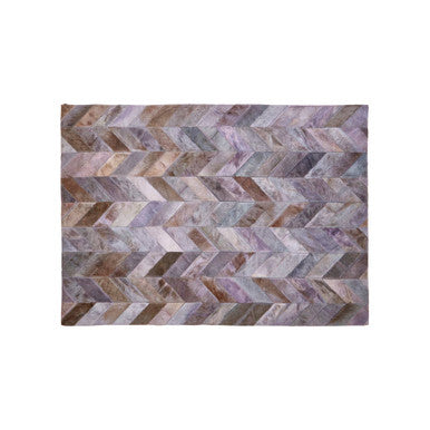 Bosie Small Grey Hair on Leather Chevron Patchwork Rug | Safira