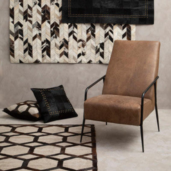 Bosie Large Grey Rug with Black Hair on Leather | Safira