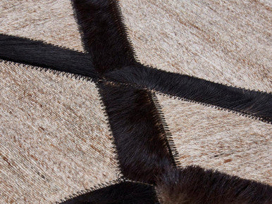 Bosie Large Grey Rug with Black Hair on Leather | Safira