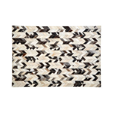 Bosie Small Hair on Leather Chevron Patchwork Rug | Safira