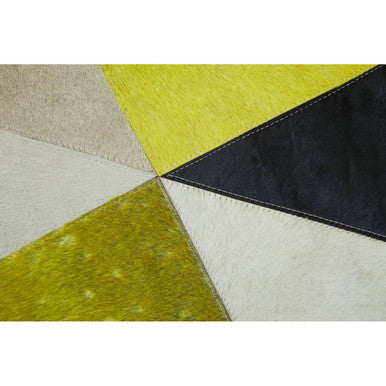Bosie Small Abstract Hair on Leather Patchwork Rug | Safira