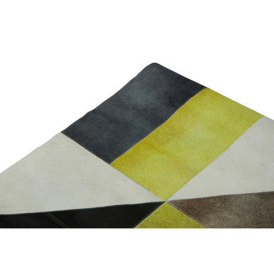 Bosie Large Abstract Hair on Leather Patchwork Rug | Safira