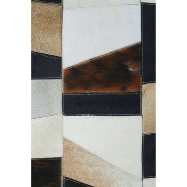 Bosie Small Geometric Striped Hair on Leather Patchwork Rug | Safira
