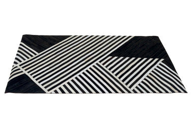 Bosie Safira Small Black And White Hair on Leather Rug