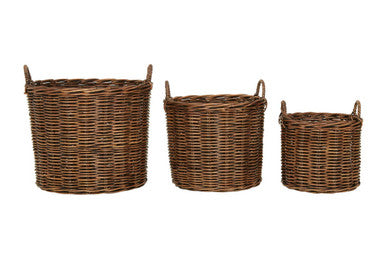 Brown Rattan Storage Baskets- Set of 3 | Argento