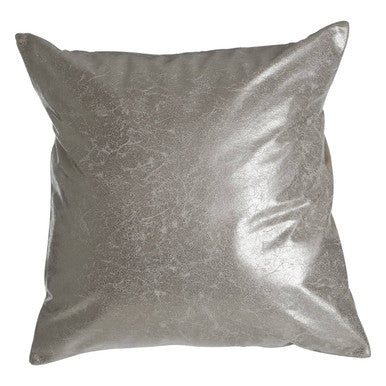 Bosie Crush Leather Effect Silver Cushion | Kensington Townhouse