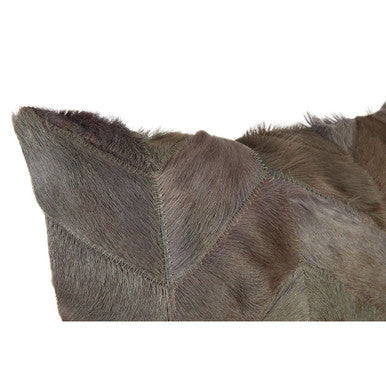Bosie Grey Chevron Hair on Leather Patchwork Cushion | Safira
