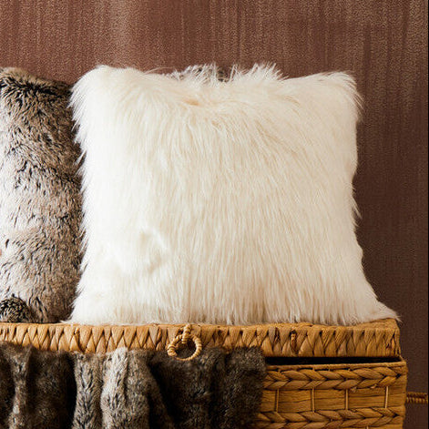 Bosie Cream Square Fur Cushion | Lamina