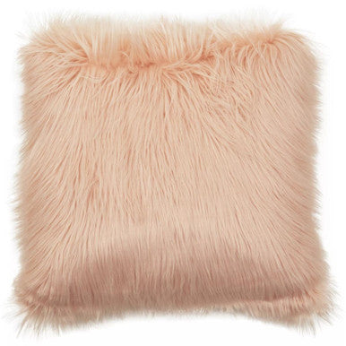 Bosie Faux Fur Pink Square Cushion | Mongolian