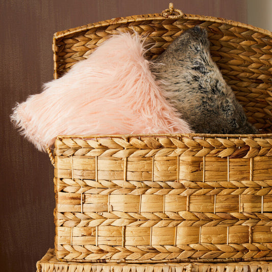 Bosie Faux Fur Pink Square Cushion | Mongolian