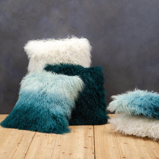 Bosie Real Fur White Square Cushion | Mongolian