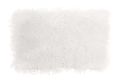 Bosie Real Fur White Rectangular Cushion | Mongolian