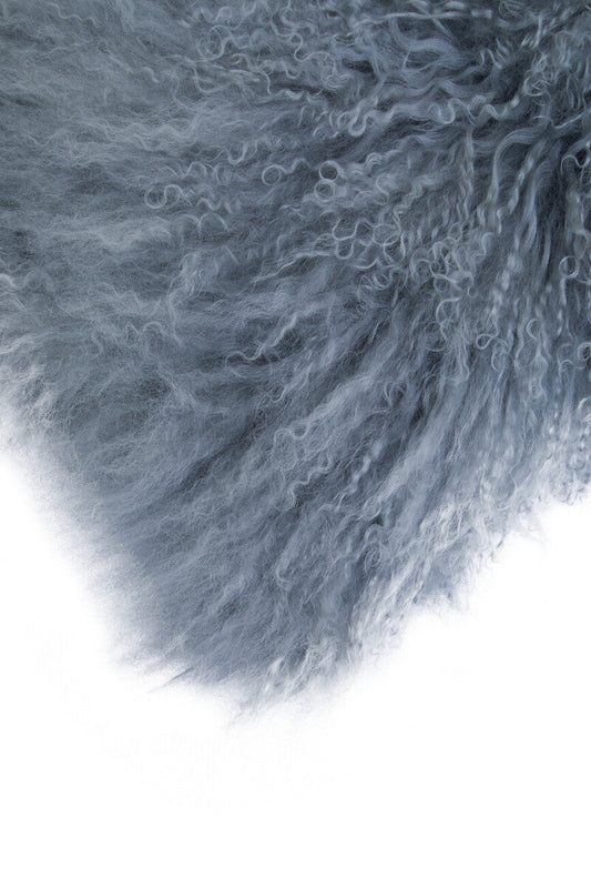 Bosie Real Mongolian Fur Grey Rectangular Cushion