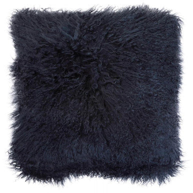 Bosie Real Fur Black Square Cushion | Mongolian