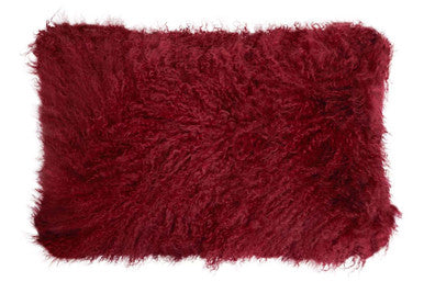 Bosie Real Fur Maroon Rectangular Cushion | Mongolian