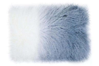 Bosie Real Fur Grey Ombre Rectangular Cushion | Mongolian