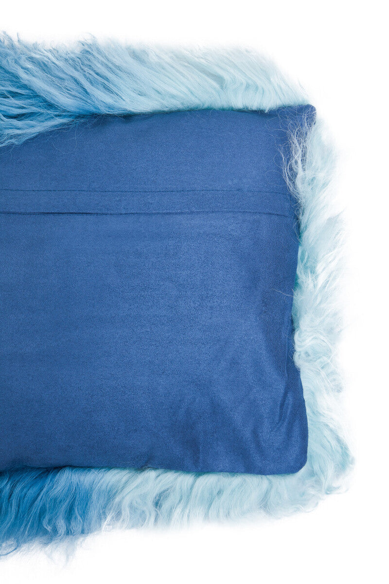 Bosie Real Fur Blue Ombre Rectangular Cushion | Mongolian