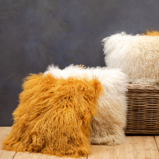 Bosie Real Fur Natural Ombre Square Cushion | Mongolian