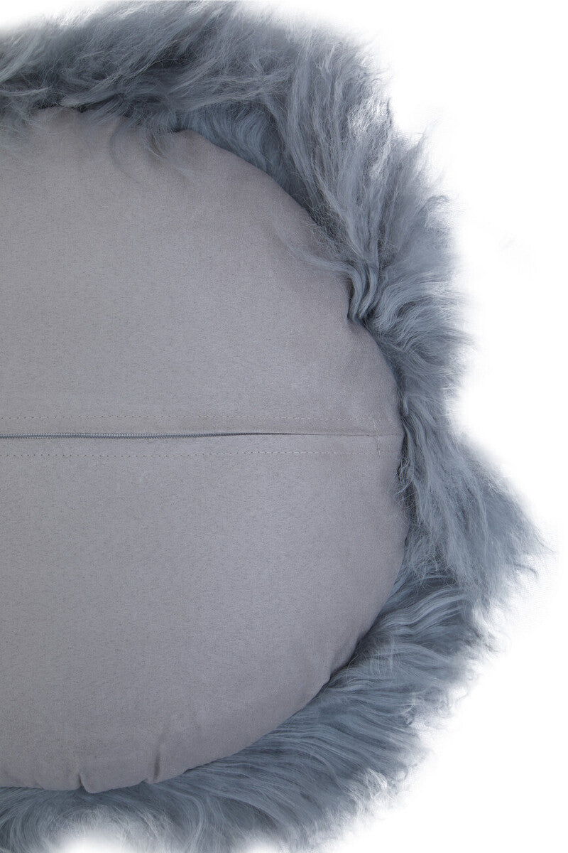 Bosie Real Fur Grey Round Cushion | Mongolian