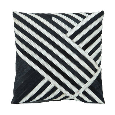 Bosie Black and White Hair on Leather Cushion | Safira