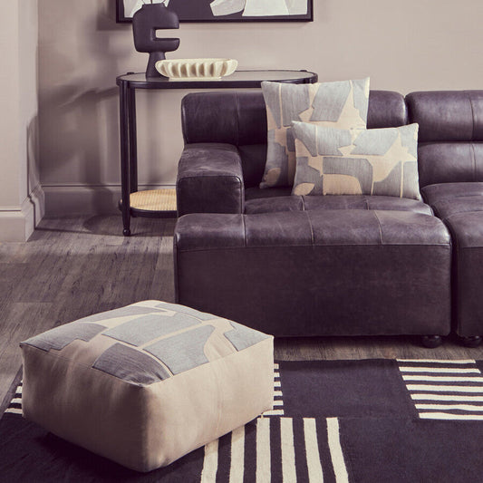 Bosie Ozella Natural And Grey Square Floor Cushion