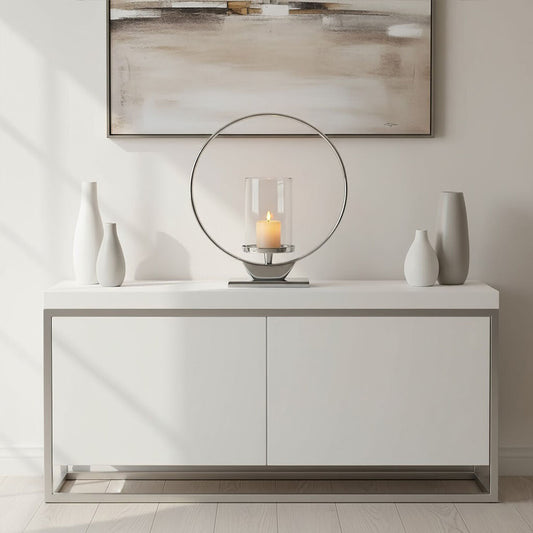 Cirqua Medium Silver Finish Candle Holder