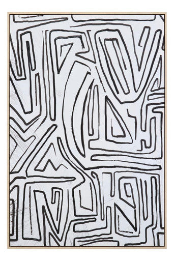 Astratto Abstract Black and Cream Textured Wall Art