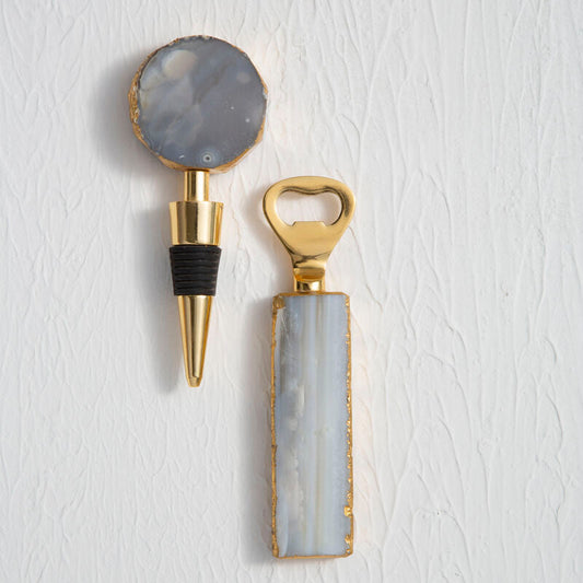 Bowerbird Agata Natural Bottle Opener And Stopper Set