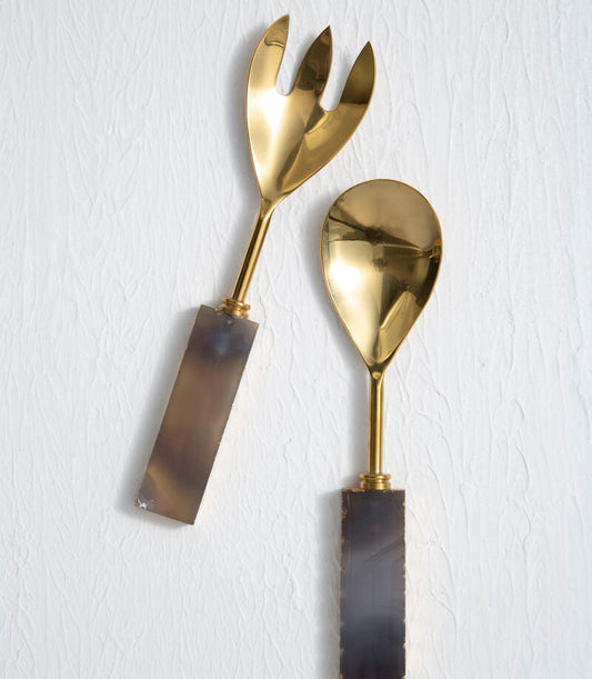 Bowerbird Agata Grey And Gold Serving Set