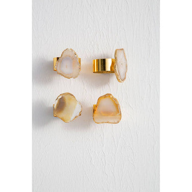 Bowerbird Agata Natural And Gold Napkin Rings