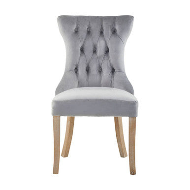 Grey Velvet Buttoned Dining Chair | Kensington Townhouse