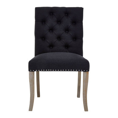 Black Linen Dining Chair with Wooden Legs | Kensington Townhouse