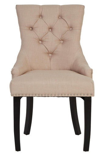Natural Linen Dining Chair with Dark Legs | Kensington Townhouse