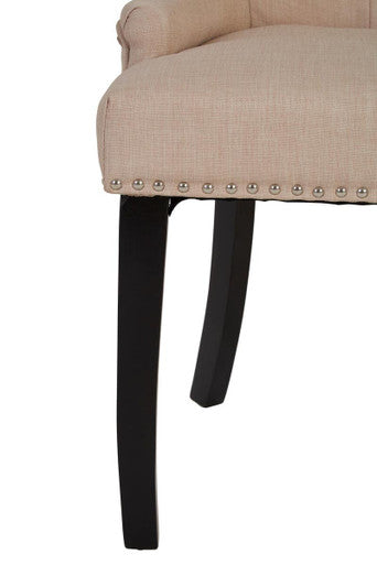 Natural Linen Dining Chair with Dark Legs | Kensington Townhouse