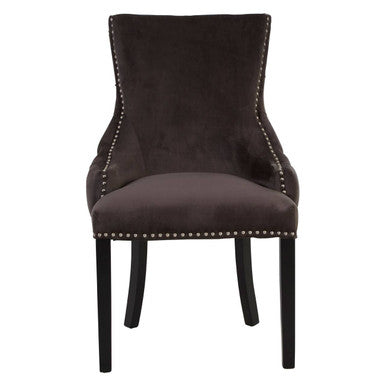 Grey Velvet Button Tufted Dining Chair | Kensington Townhouse