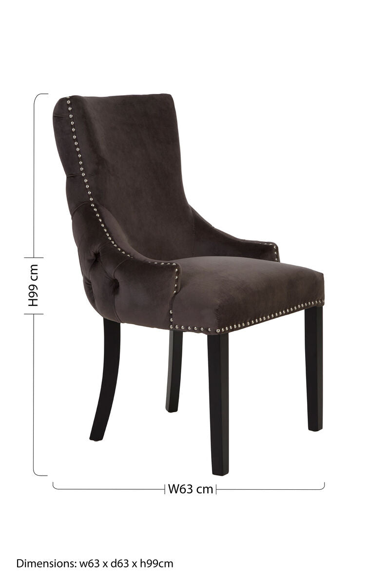 Grey Velvet Button Tufted Dining Chair | Kensington Townhouse