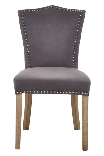 Grey Velvet Dining Chair with Antique Legs | Kensington Townhouse