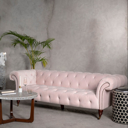 3 Seater Blossom Fabric Chesterfield Sofa, Suri