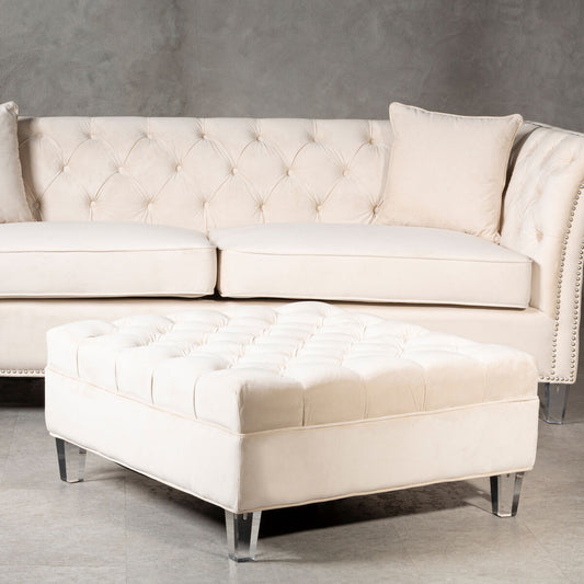 Samara Sand Fabric Footstool with Storage