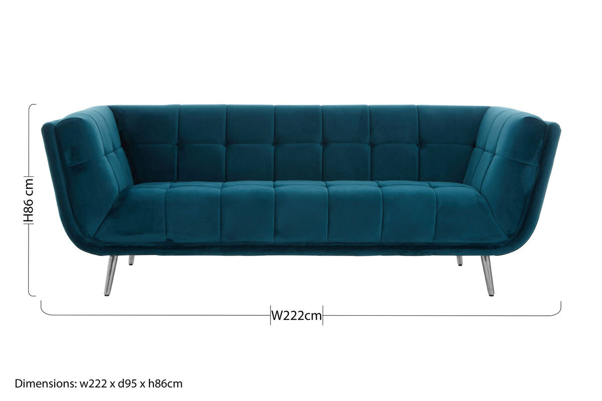 3 Seater Green Fabric Sofa, Sabine