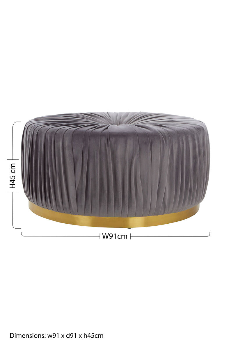 Shea Grey Fabric Footstool with Button Tufting