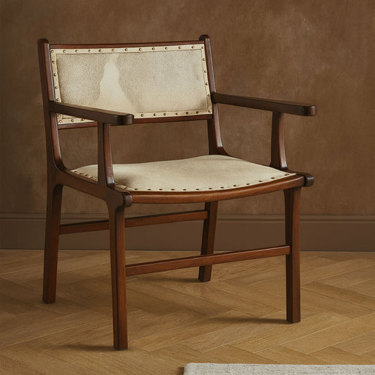 Kendari Leather Teak Wood Dining Chair